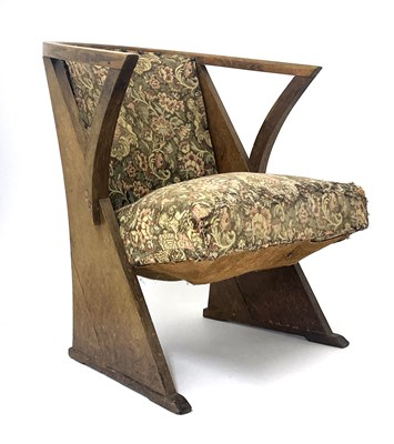 Lot 606 - An Arts & Crafts oak armchair, circa 1910,...