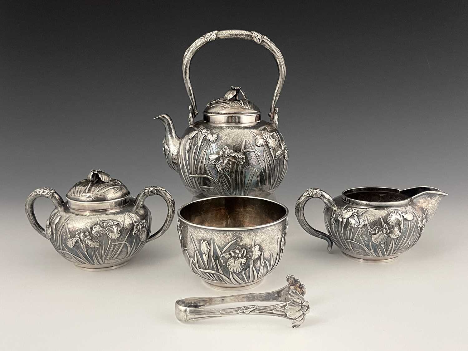 Lot 224 - A Japanese Silver Five-piece Tea Set, Meiji