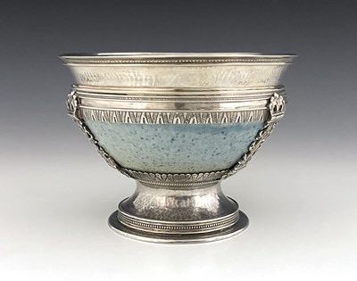 Lot 725 - Ruskin Pottery, a silver mounted High Fired...