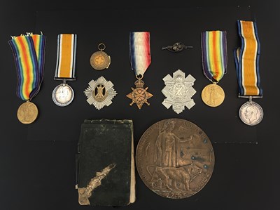 Lot 579 - Two World War One medal groups, brothers...