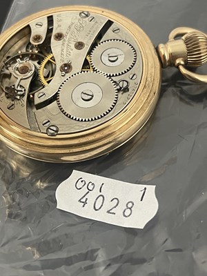 Lot 47 - A Waltham gold plated hunter pocket watch,...