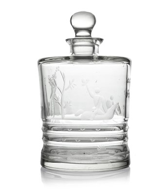 Lot 629 - An Art Deco etched and cut glass decanter or...