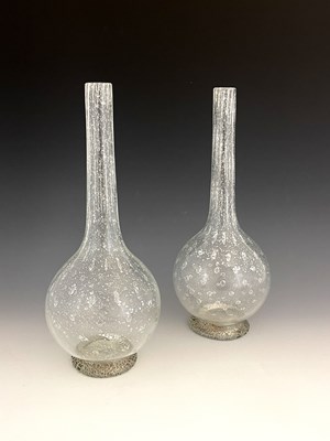 Lot 522 - A large pair of Venetian glass bottle vases,...