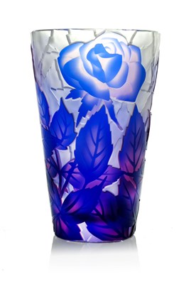 Lot 632 - Moser, a cameo etched triple cased glass vase,...