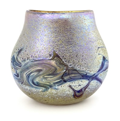 Lot 635 - Siddy Langley, an iridescent studio glass vase,...