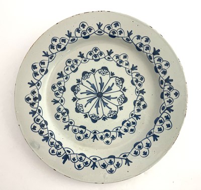 Lot 636 - A Delft blue and white broad rimmed charger,...