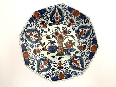 Lot 638 - A Dutch Delft polychrome dish, in the Imari...