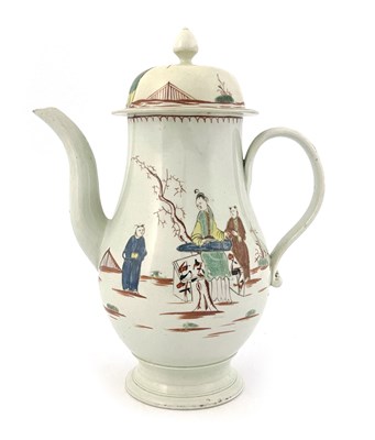 Lot 1033 - A Liverpool polychrome porcelain coffee pot...