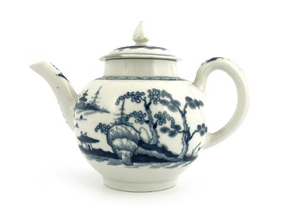 Lot 980 - A small Worcester blue and white teapot,...