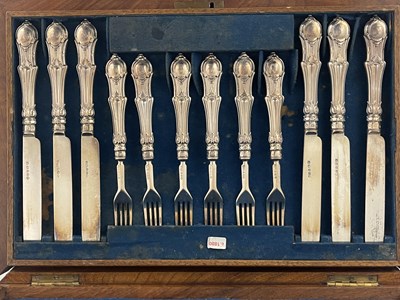 Lot 417 - A Victorian silver knife and fork set, ensuite...