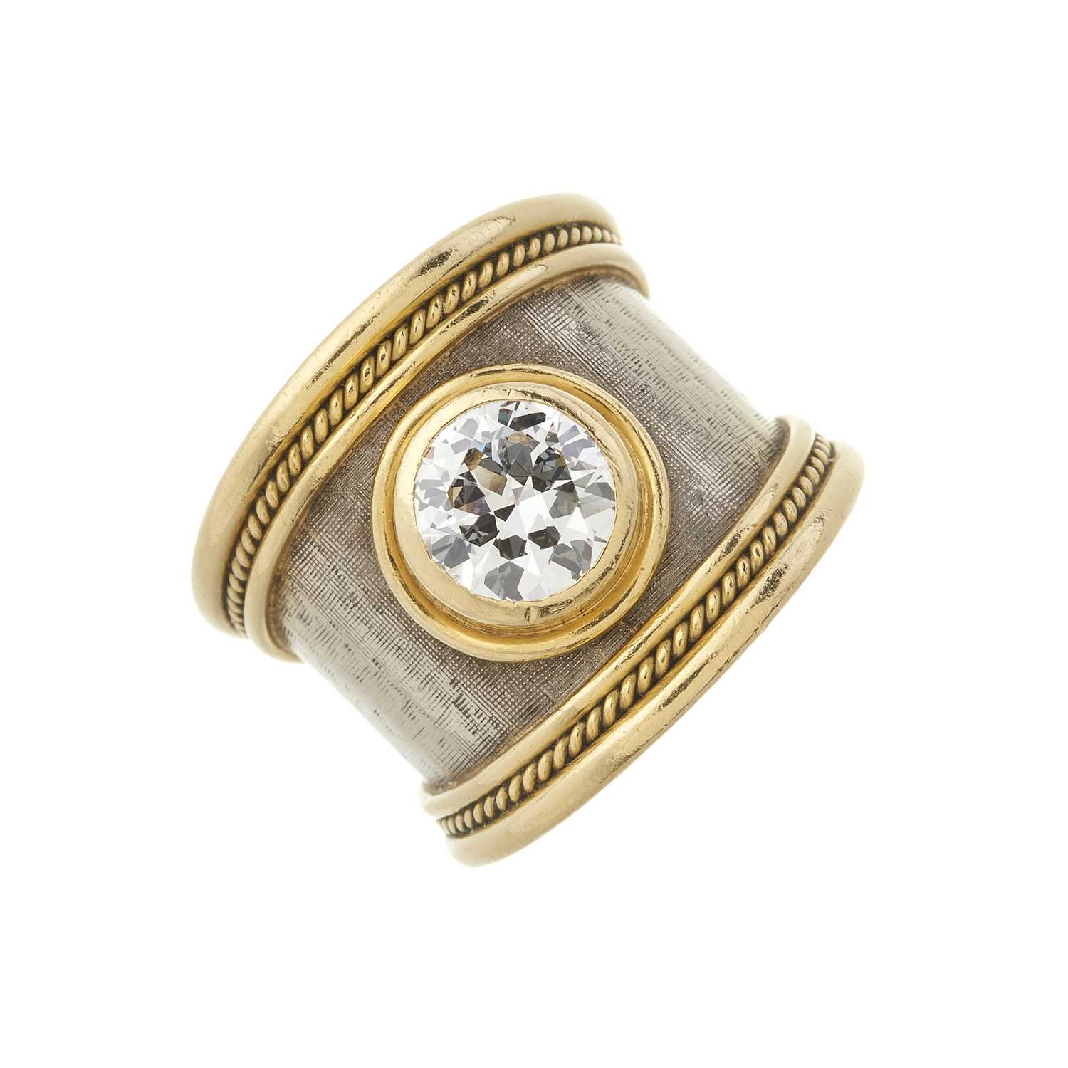 Lot 111 - Elizabeth Gage, an 18ct gold diamond single-stone band ring