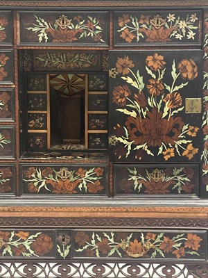 Lot 599 - A Dutch ebony marquetry inlaid cabinet on...