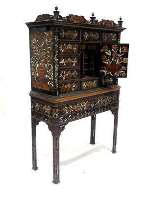 Lot 599 - A Dutch ebony marquetry inlaid cabinet on...