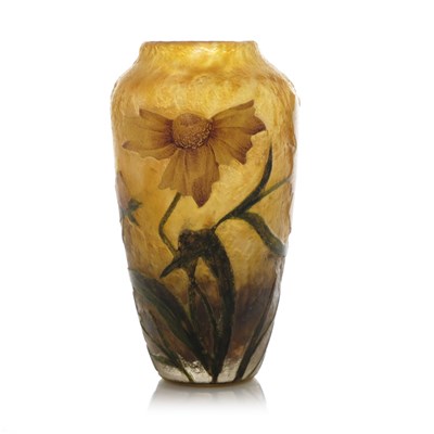 Lot 491 - Daum, a pate de verre enamelled glass vase,...