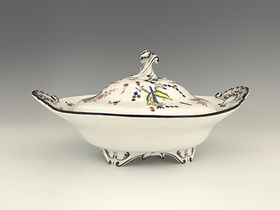 Lot 644 - A Meissen Kakiemon tureen, twin handled relief...