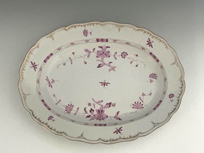 Lot 640 - A large KPM meat platter, oval form with ogee...