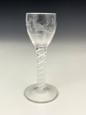 Lot 433 - An opaque twist wine glass, circa 1780, the...