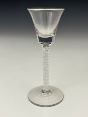 Lot 444 - An opaque twist wine glass, circa 1765, the...