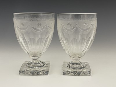 Lot 441 - A pair of glass rummers, circa 1830, the large...