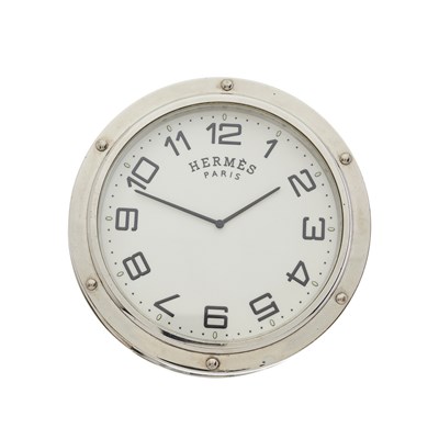 Lot 372 - Hermes, a stainless steel Clipper travel clock,...