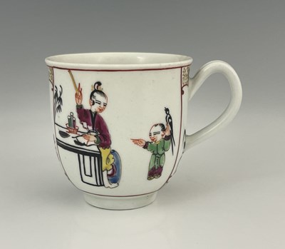 Lot 987 - A Worcester polychrome coffee cup, circa 1770,...