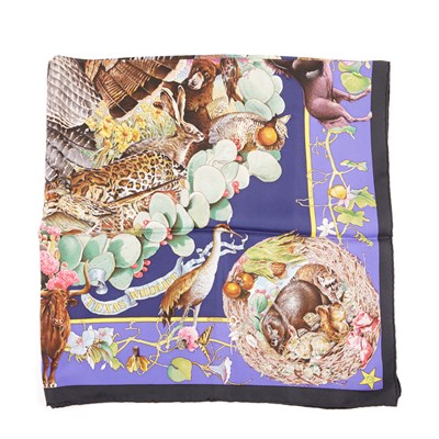 Lot 366 - Hermes, a Faune Et Flore Du Texas silk scarf,...