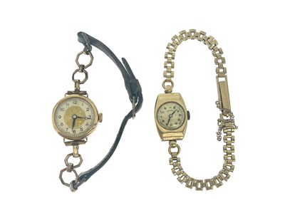Lot 44 - Two ladies 9 carat gold Art Deco wrist watches,...