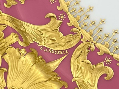 Lot 836 - S.J Russell for Minton, a gilded cabinet plate,...