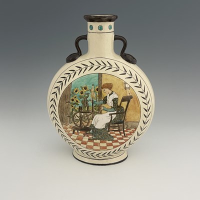 Lot 1038 - A Minton pilgrim vase, 1873, twin handled...