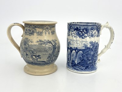 Lot 1026 - A 19th Century blue transfer printed tankard,...