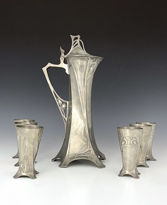 Lot 175 - WMF, a Jugendstil silver plated claret jug...