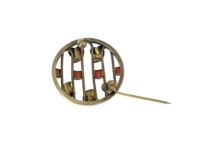 Lot 19 - A Secessionist silver gilt and coral brooch,...