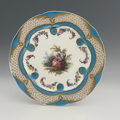 Lot 671 - A Continental porcelain plate, circa 1820,...