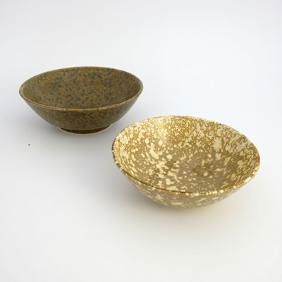 Lot 723 - Ruskin Pottery, two oatmeal glazed bowls,...