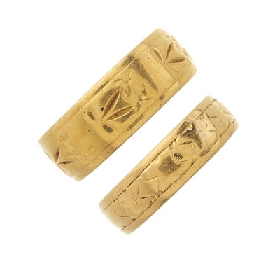 Lot 24 - Two 22ct gold band rings