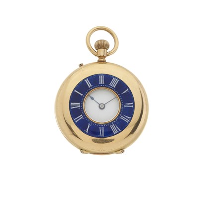 Lot 196 - A late 19th century 18ct gold enamel pocket fob watch