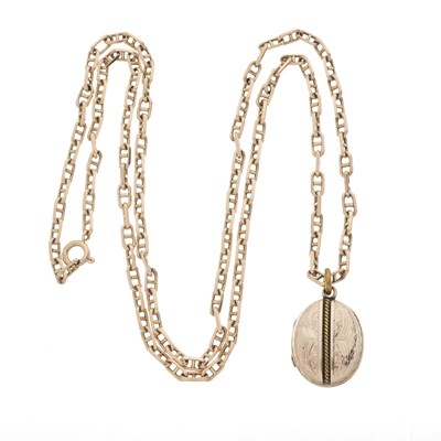 Lot 35 - A mid 20th century gold locket pendant, with chain