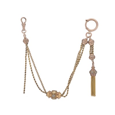 Lot 21 - A late Victorian gold Albertina, with tassel drop