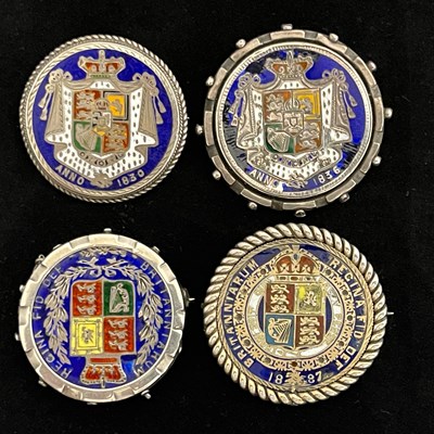 Lot 436 - A set of four Victorian silver and enamelled...