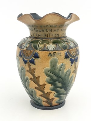 Lot 718 - A Doulton Lambeth commemorative stoneware vase,...