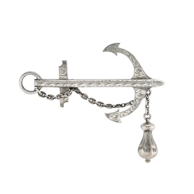 Lot 29 - A mid Victorian silver anchor brooch, Hilliard & Thomason