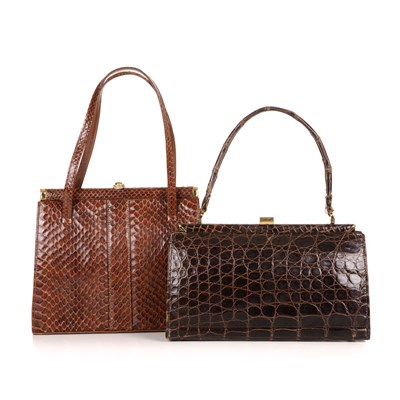 Lot 469 - Two vintage exotic skin handbags, to include a...