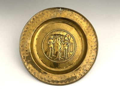 Lot 237 - A 16th/17th Century brass circular alms dish,...