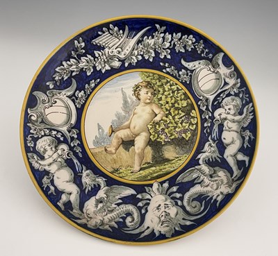 Lot 642 - A Ginori circular faience charger, circa 1880,...