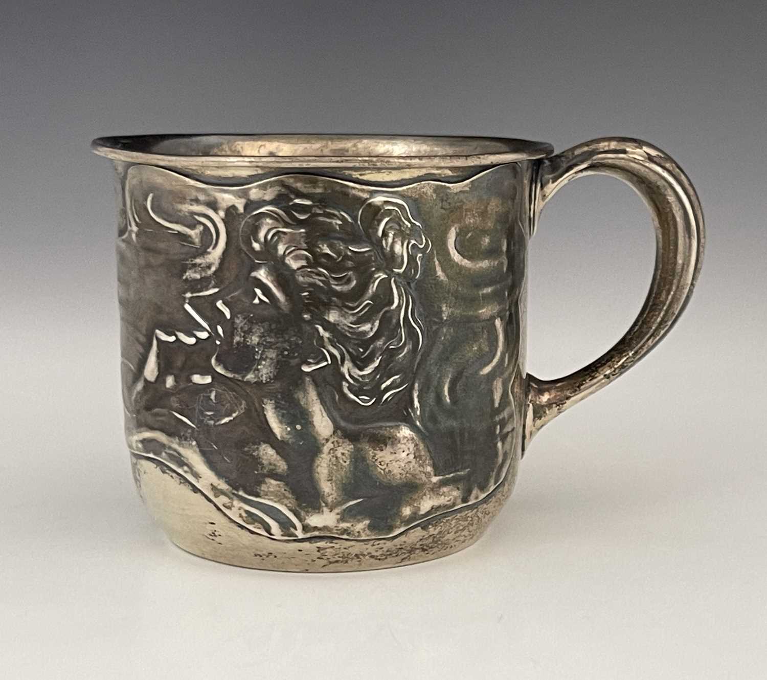 Lot 82 - An American Art Nouveau silver shaving mug,...
