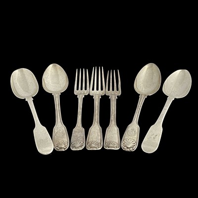 Lot 444 - A quantity of silver spoons and forks,...