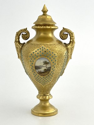 Lot 762 - E O Ball for Coalport a jewelled and scene...