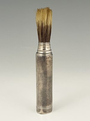 Lot 267 - A George III silver travelling shaving brush,...