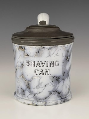 Lot 1018 - A Staffordshire pottery shaving can and cover,...