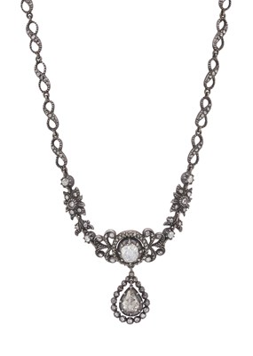 Lot 25 - A 19th century silver and gold diamond necklace